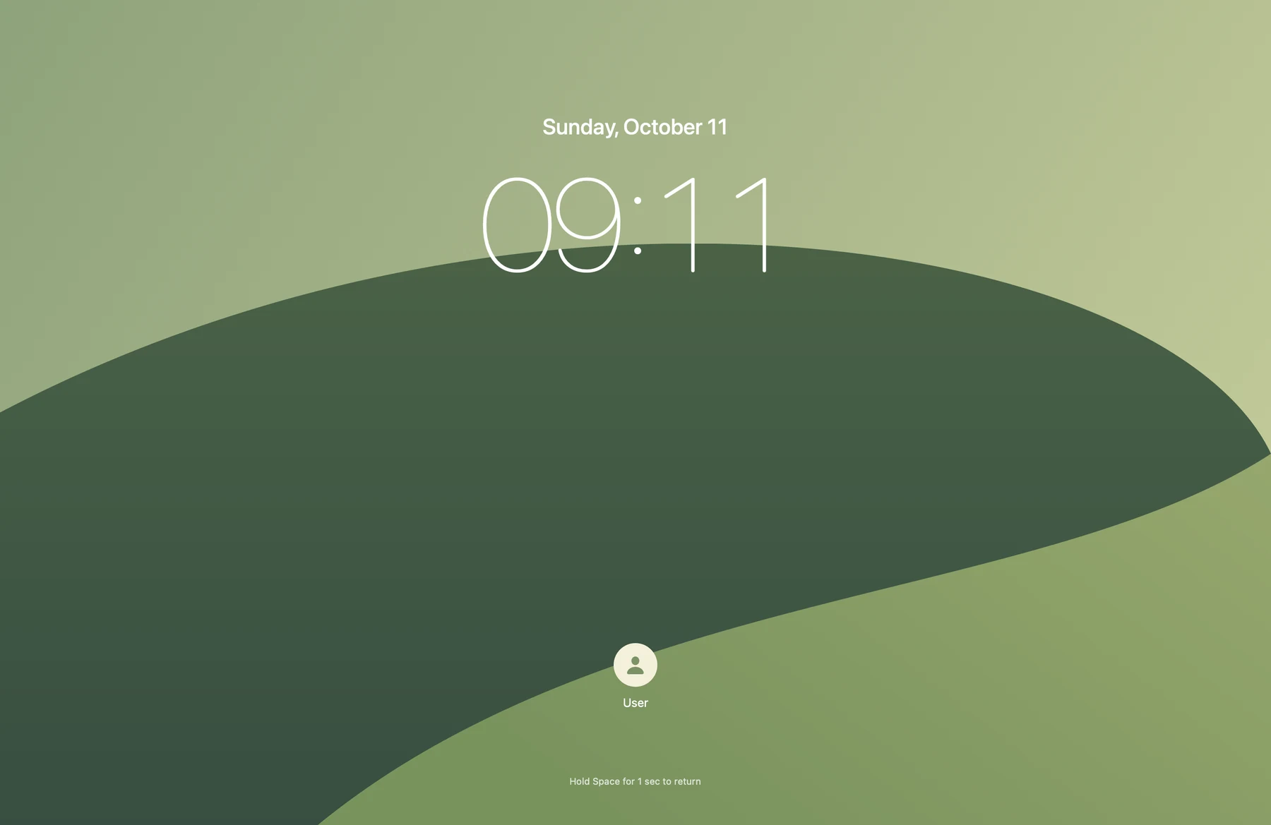 Actual Veil clock overlay with a green background, date, time, and avatar